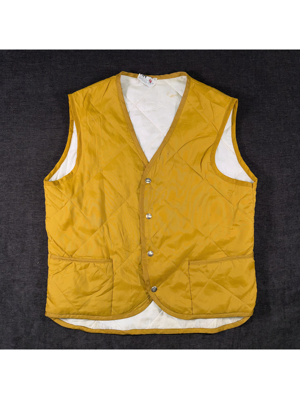 Vintage H&R MFG Quilted Yellow Nylon Vest Size Large